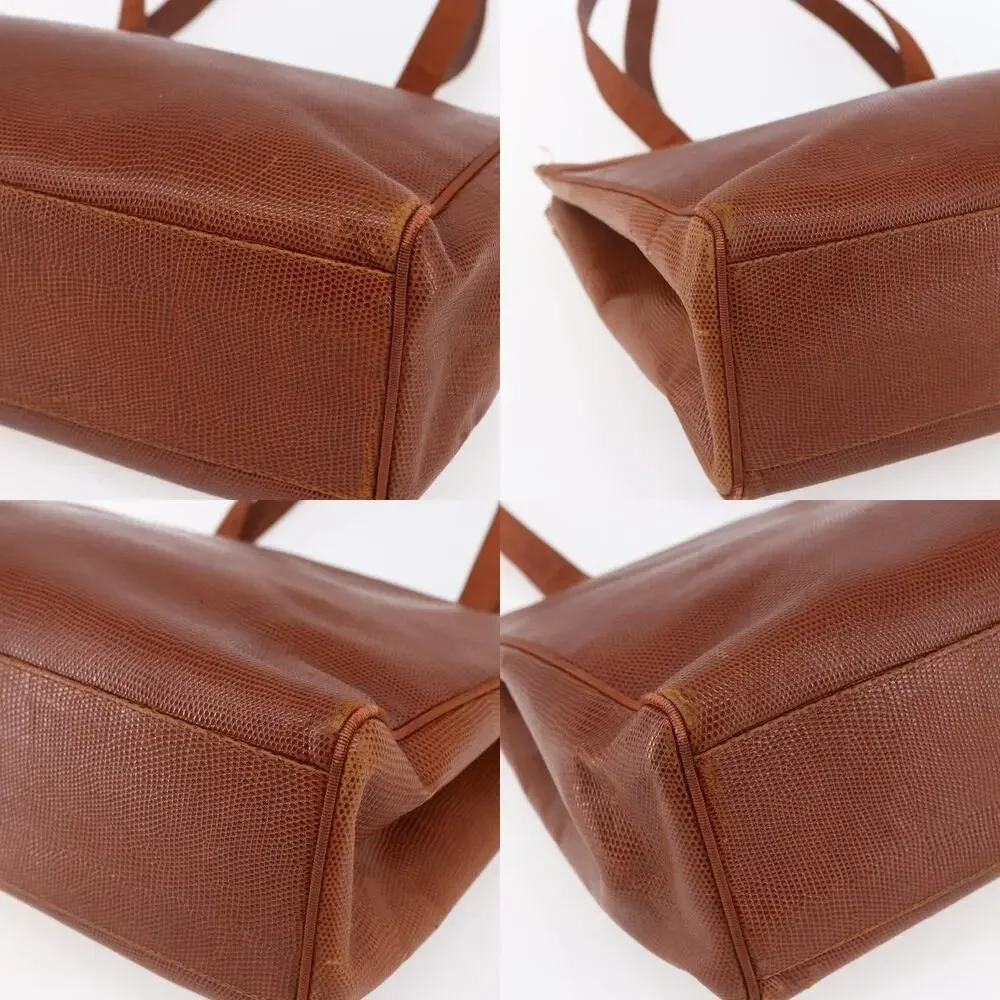Salvatore Ferragamo Leather Embossing Vara Tote Bag Brown